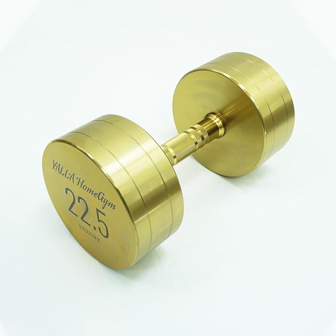 YALLA HomeGym 22.5KG Luxury Gold Plated Premium Round Dumbbells, Exclusive Edition Dumbbells, For Training, Gift &amp; Showcase