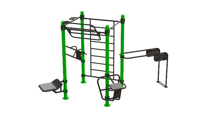 Outdoor training station with long dip bars (8 users)