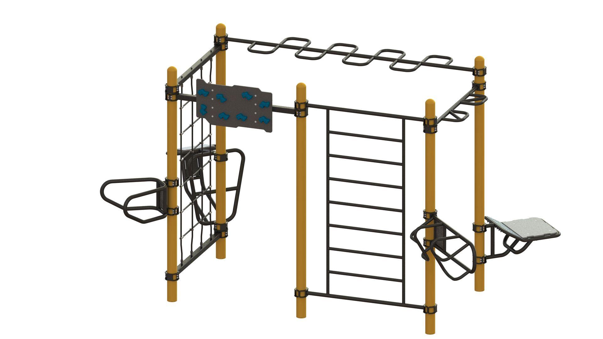 Outdoor training station with obstacle elements