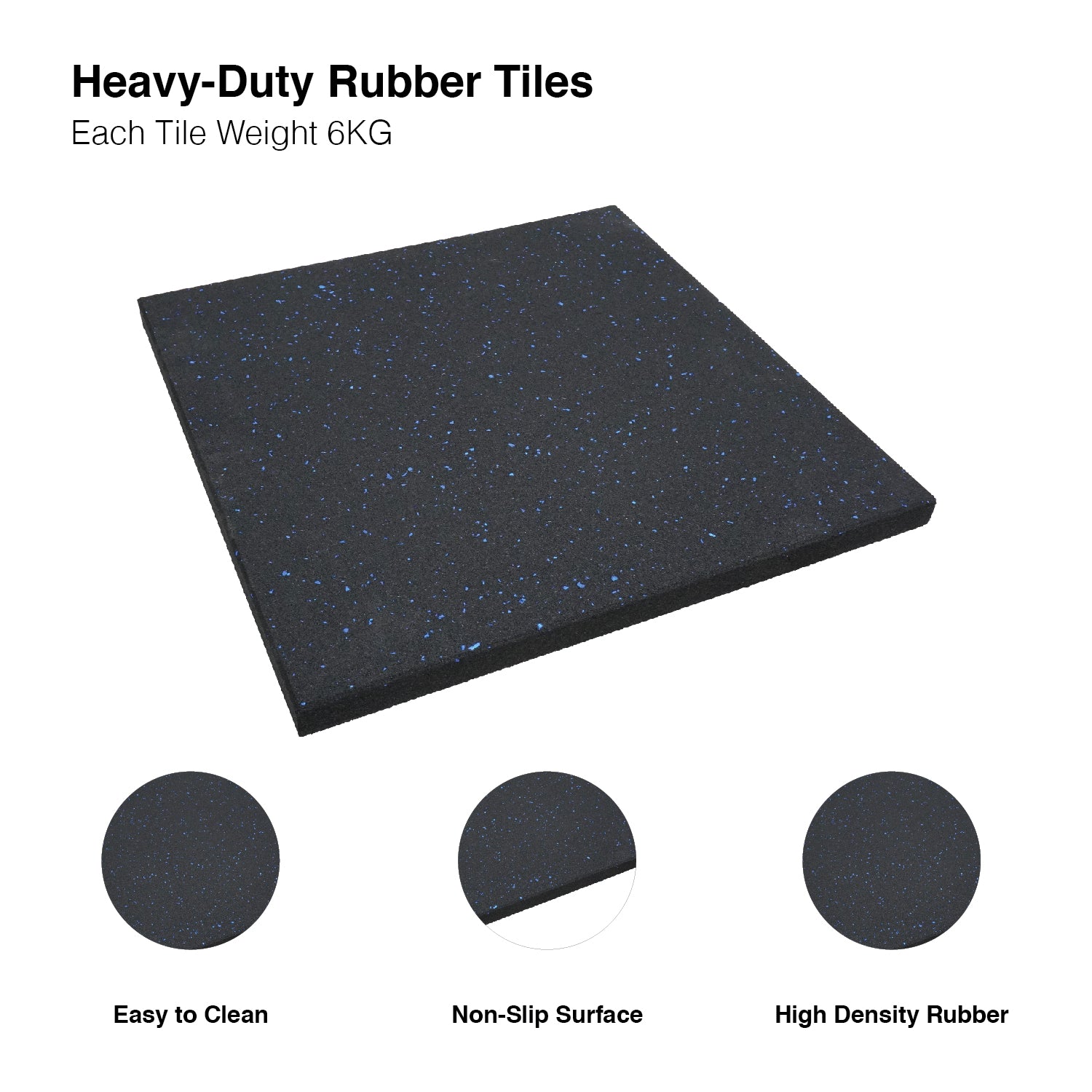 30MM EXTRA THICK Rubber Heavy-Duty Gym Floor Mat Black, Rubber Floor Tiles, (1 SQUARED METER)