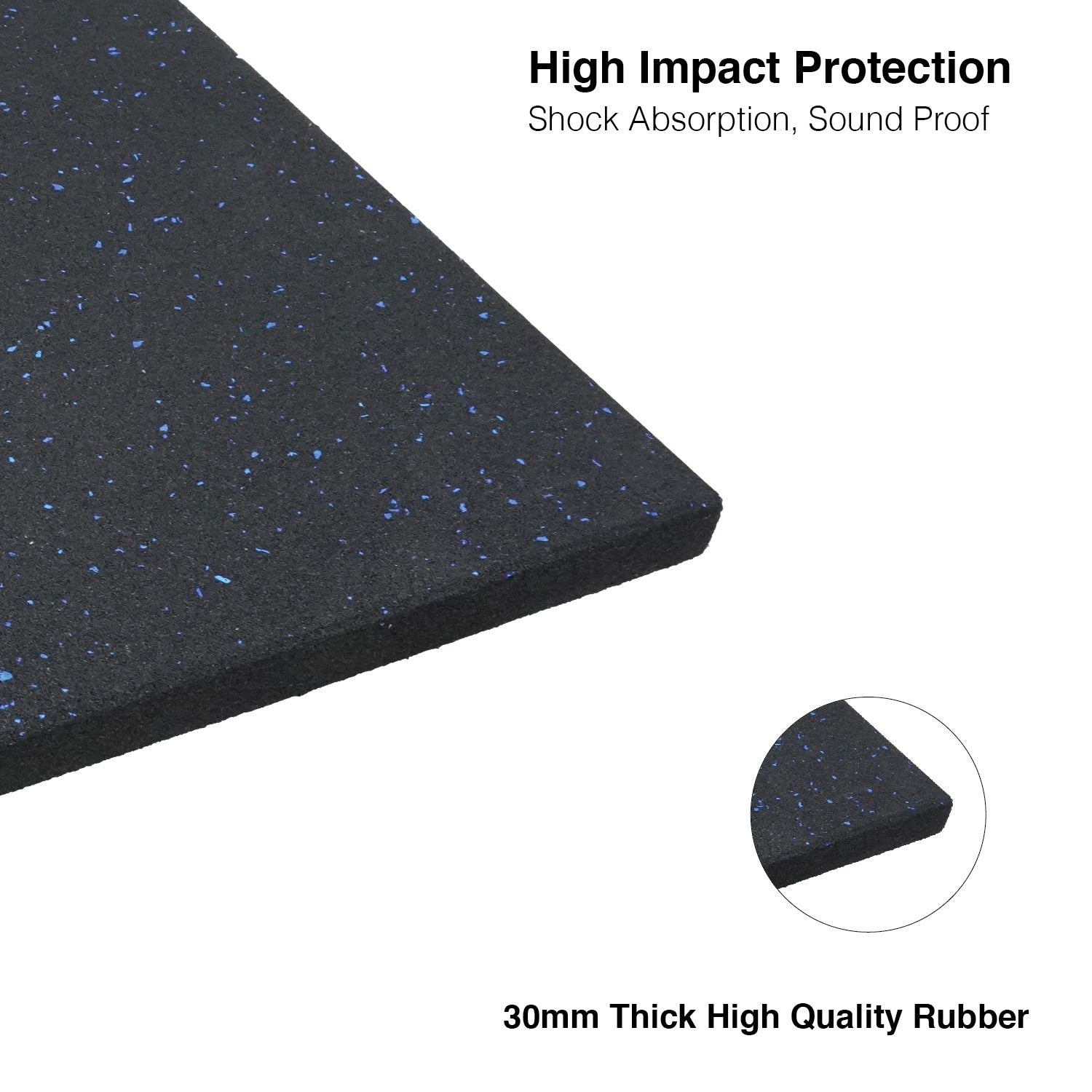 30MM EXTRA THICK Rubber Heavy-Duty Gym Floor Mat Black, Rubber Floor Tiles, (1 SQUARED METER)