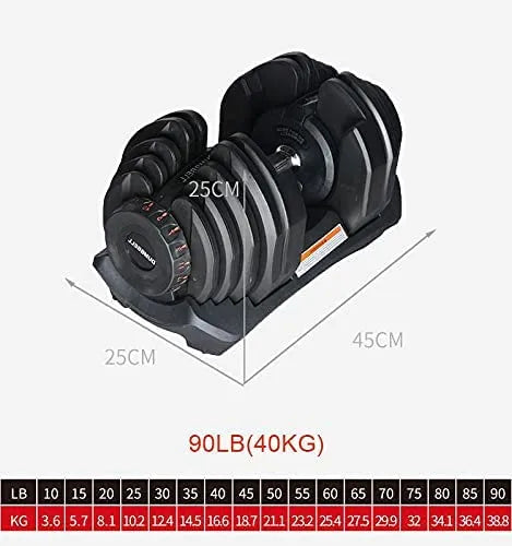YALLA HomeGym 40KG PAIR of Smart Adjustable Dumbbells (17 weights from 5KG to 40KG)