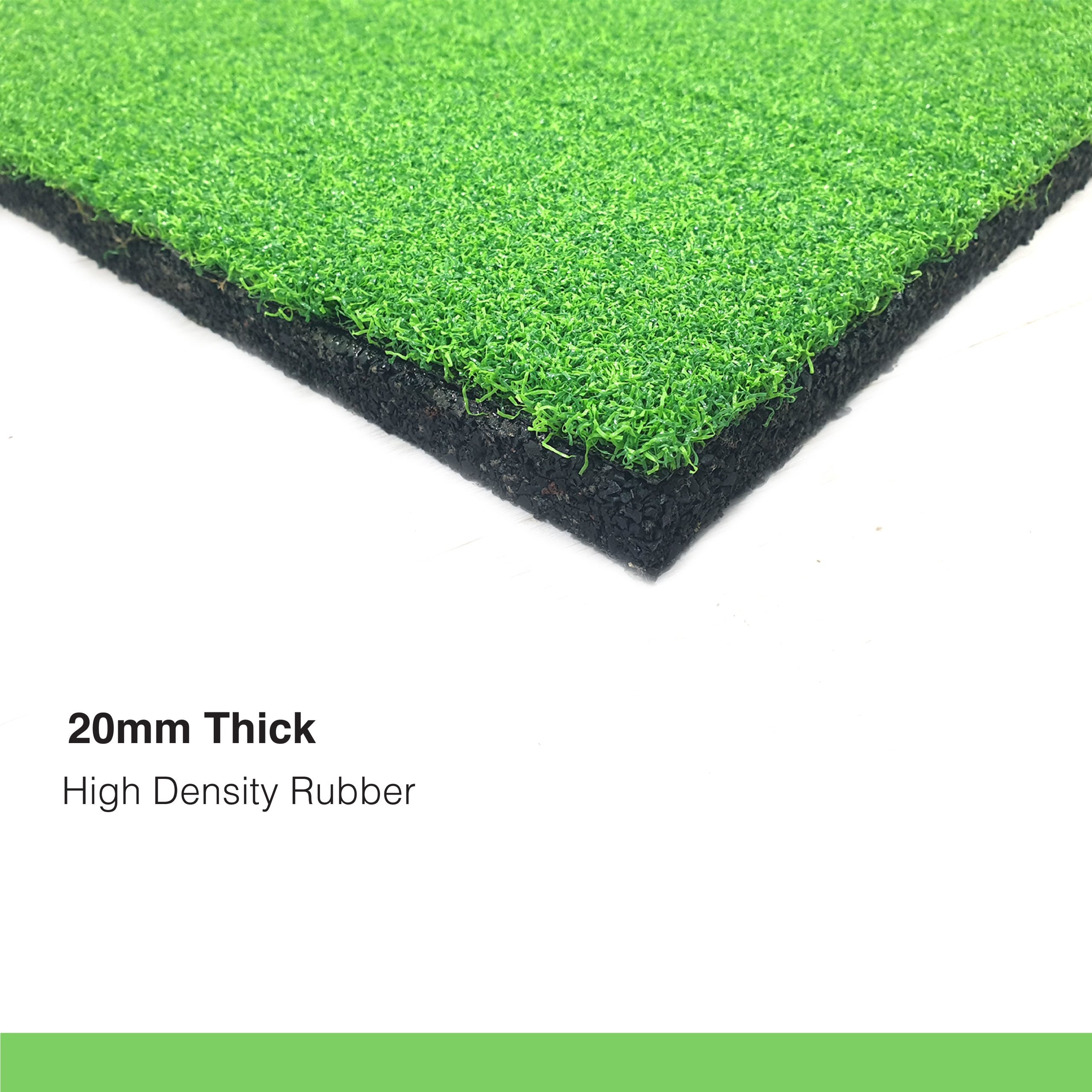YALLA HomeGym 20MM Thick Artificial Grass Rubber Heavy-Duty Gym Floor Mat, Commercial Gym Rubber Floor Tiles