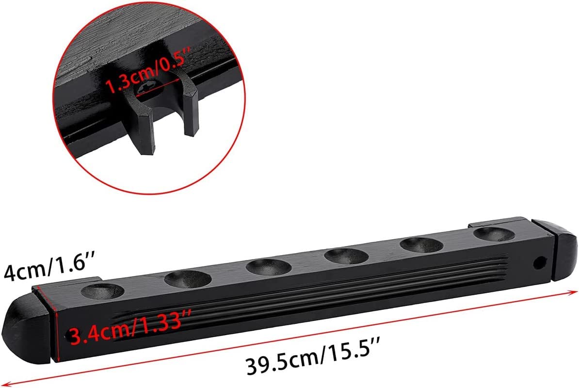 YALLA HomeGym Black Wall Mount 6 Billiard Pool Cue Sticks Holder Rack