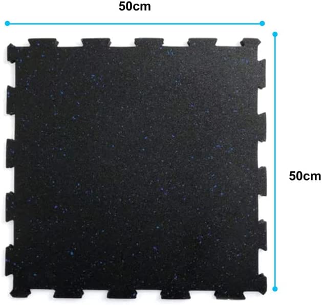 20MM Black & Blue Rubber Heavy-Duty Floor Exercise Mat, Interlocking Floor Tiles