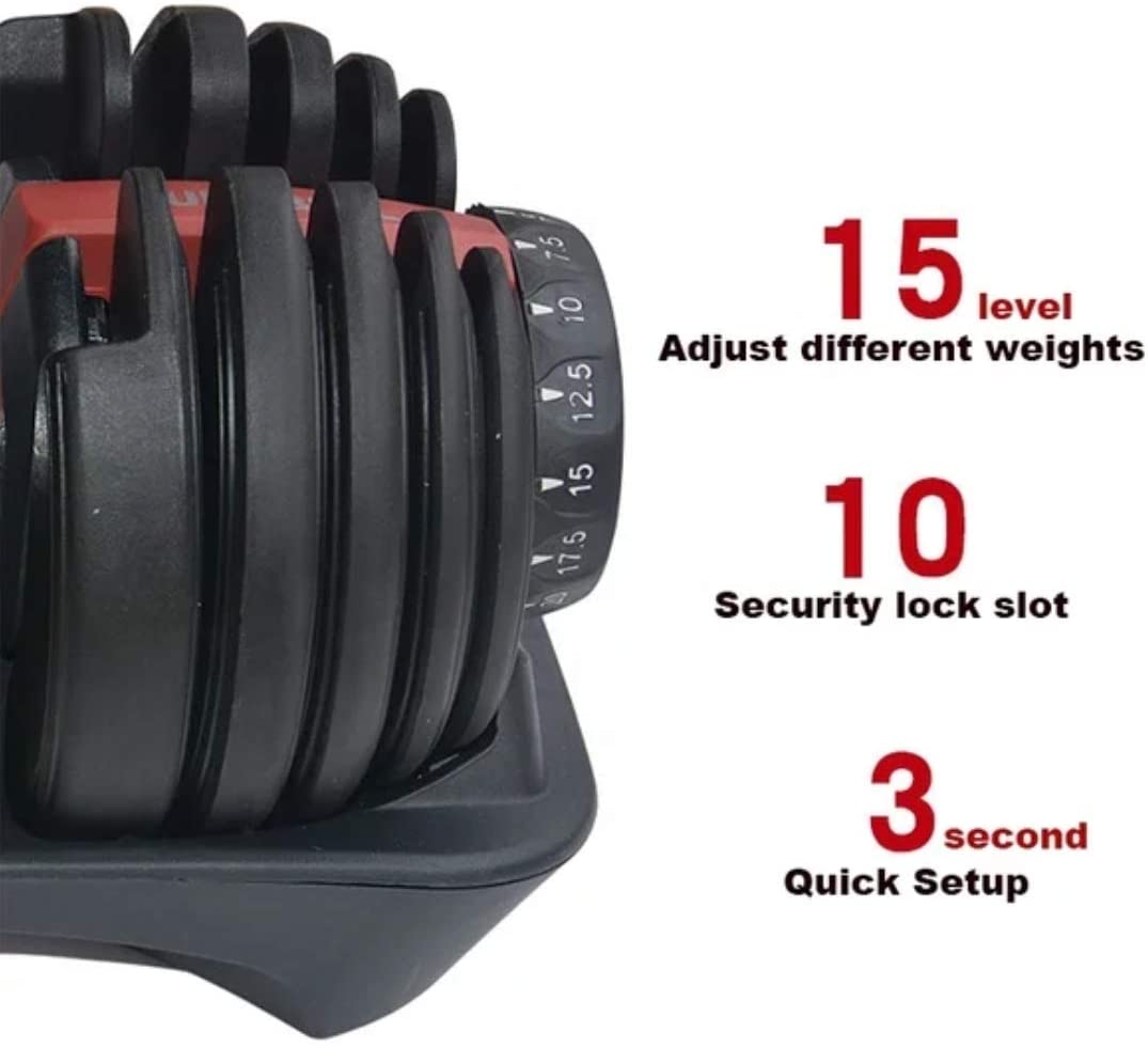 Yalla HomeGym 24KG PAIR of Smart Adjustable Dumbbells (15 weights from 2.5KG to 24KG)