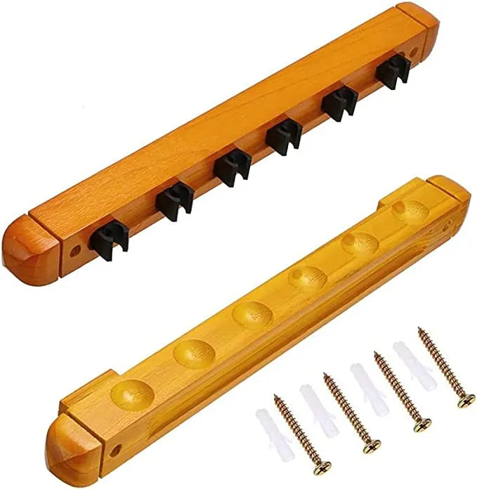YALLA HomeGym Yellow Wall Mount 6 Billiard Pool Cue Sticks Holder Rack