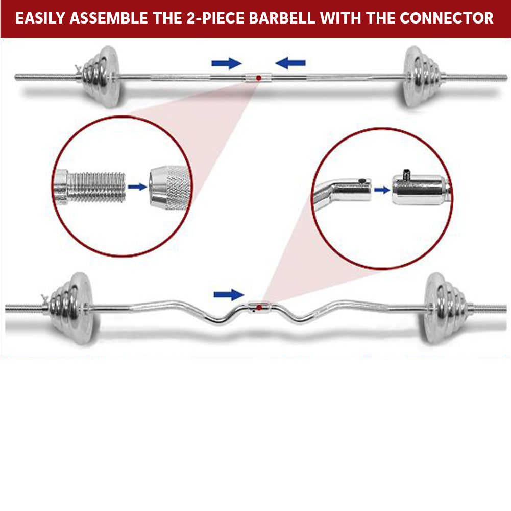 YALLA HomeGym 55KG Adjustable Chrome Dumbbell Barbell Set
