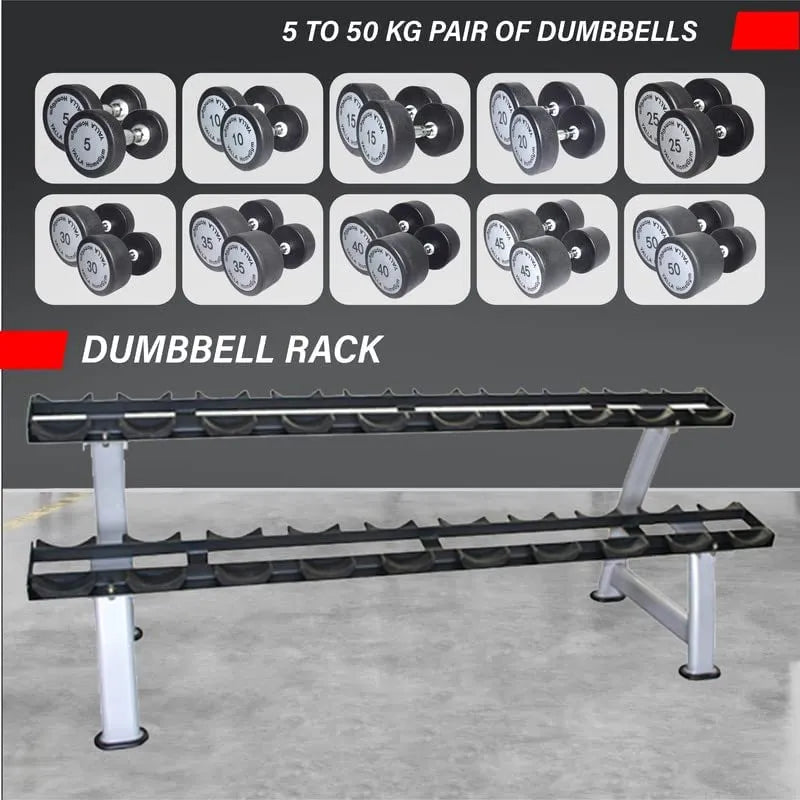 YALLA HomeGym Packages of Round Dumbbells With 2-Tier Dumbbell Rack Stand