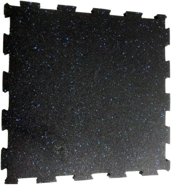 20MM Black & Blue Rubber Heavy-Duty Floor Exercise Mat, Interlocking Floor Tiles