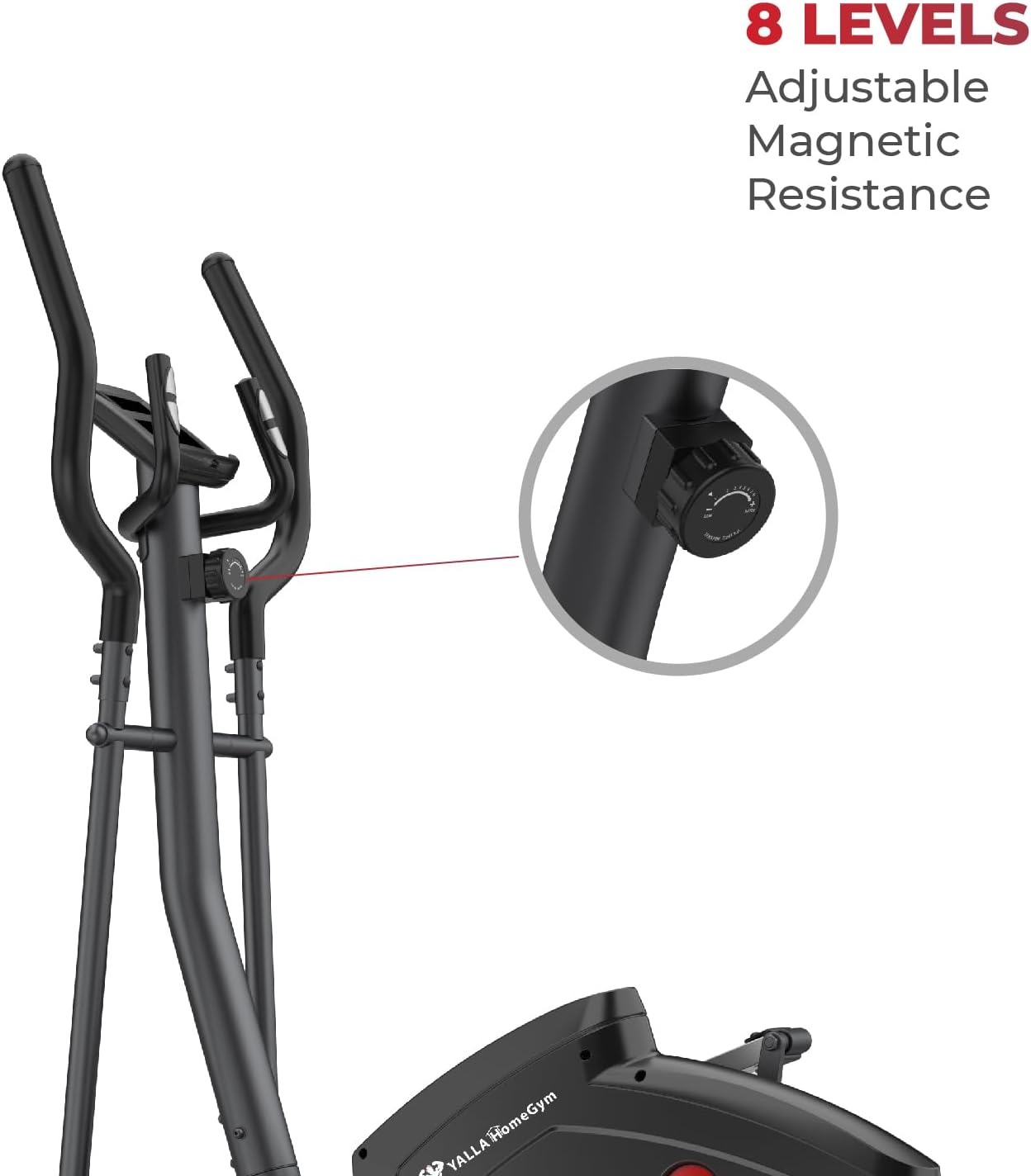 YALLA HomeGym Elliptical Cross Trainer Machine with 8 Level Magnetic Resistance, Cardio Workout Exercise Bike, 100KG Max User