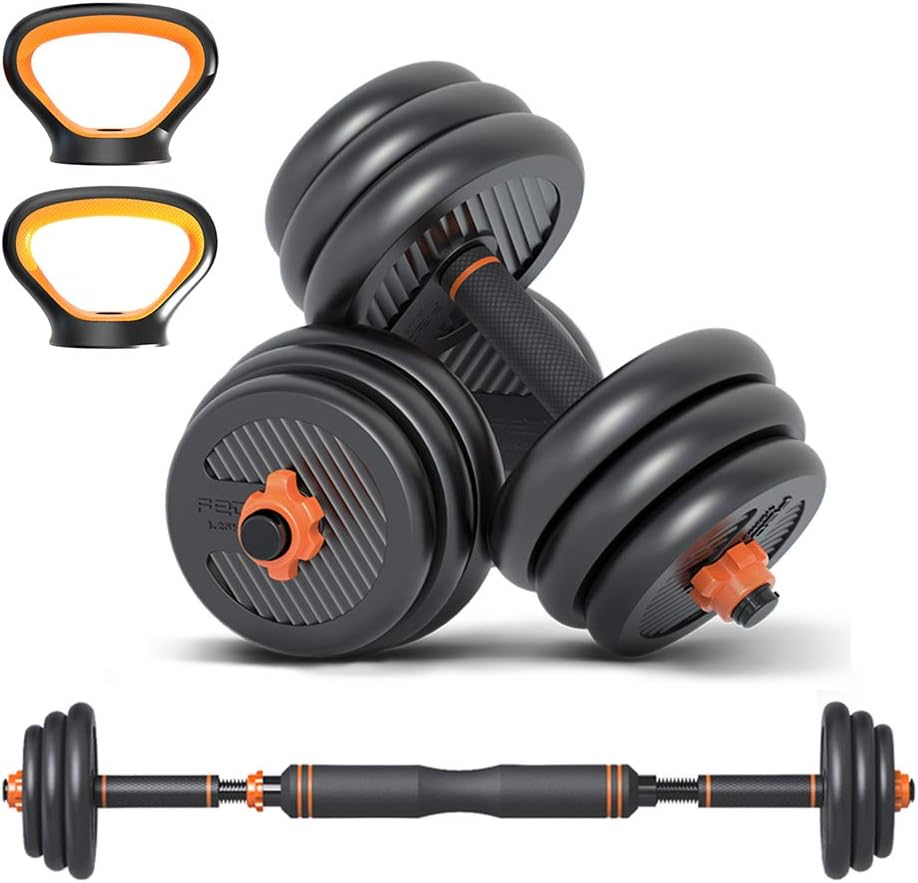 YALLA HomeGym 40KG Set, 6 in 1 Dumbbell, Kettlebell And Barbell