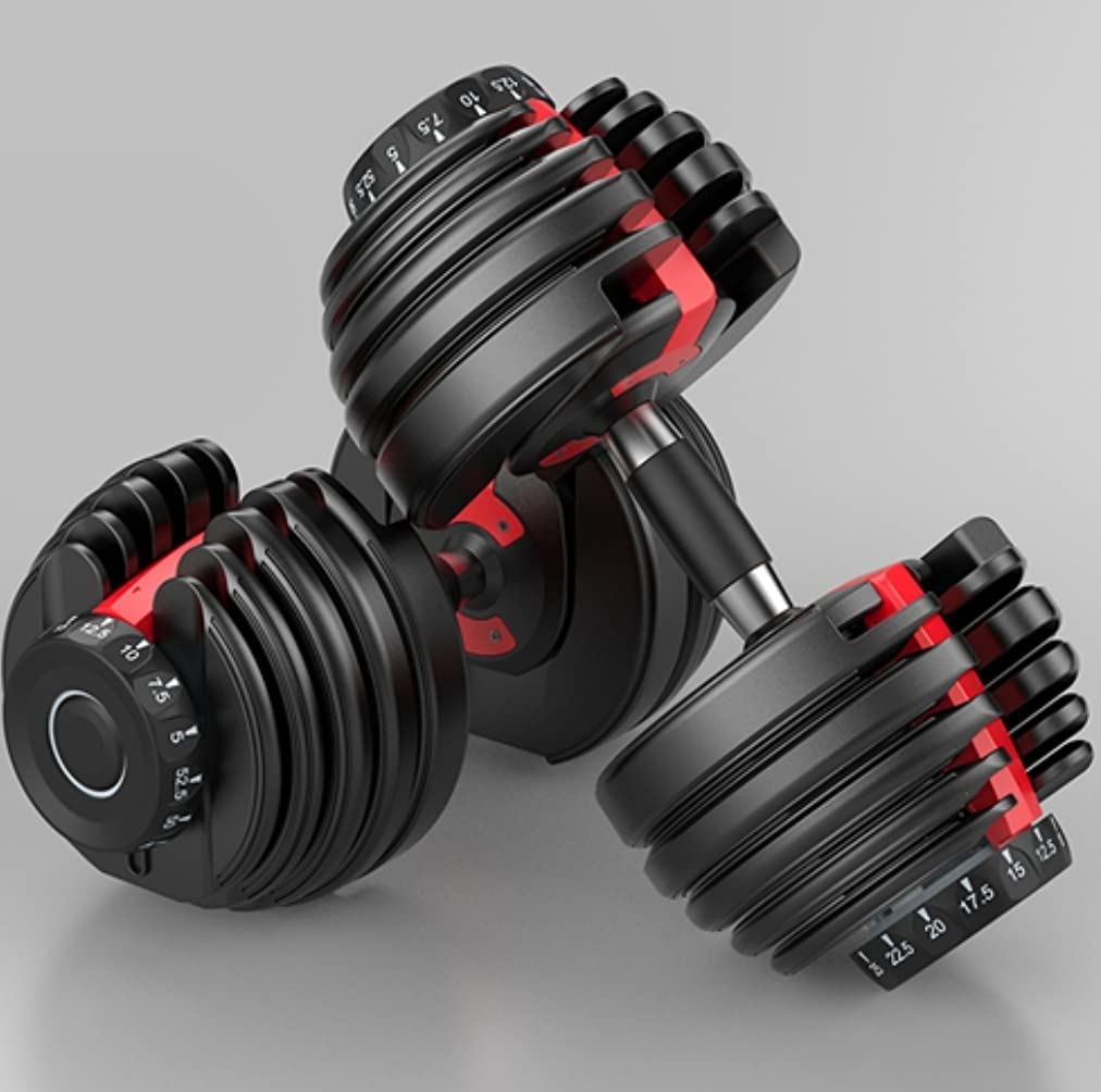 Yalla HomeGym 24KG PAIR of Smart Adjustable Dumbbells (15 weights from 2.5KG to 24KG)