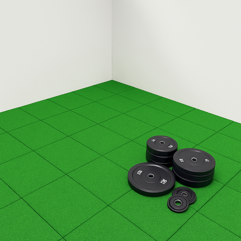 YALLA HomeGym 20MM Thick Artificial Grass Rubber Heavy-Duty Gym Floor Mat, Commercial Gym Rubber Floor Tiles