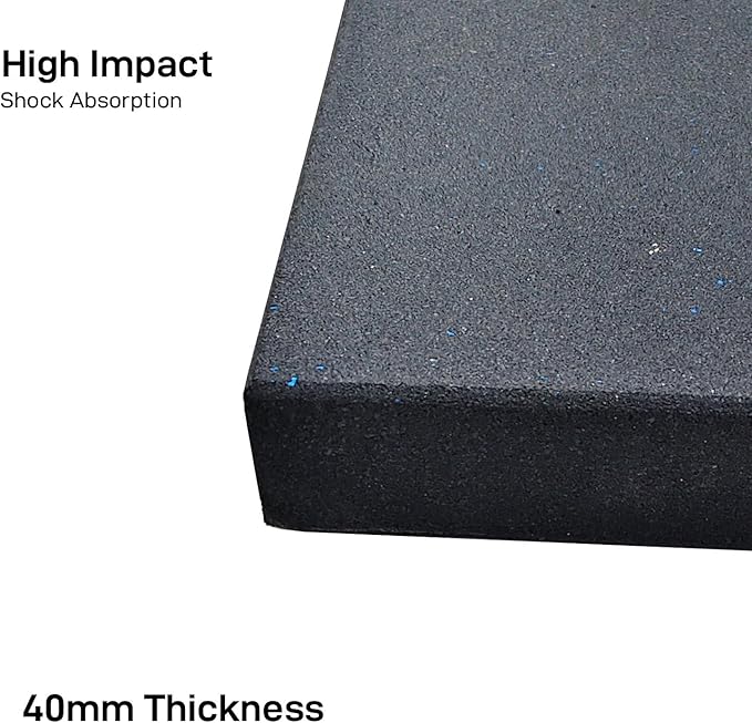 40MM EXTRA THICK Rubber Heavy-Duty Gym Floor Mat, Rubber Floor Tiles, (1 SQUARED METER)