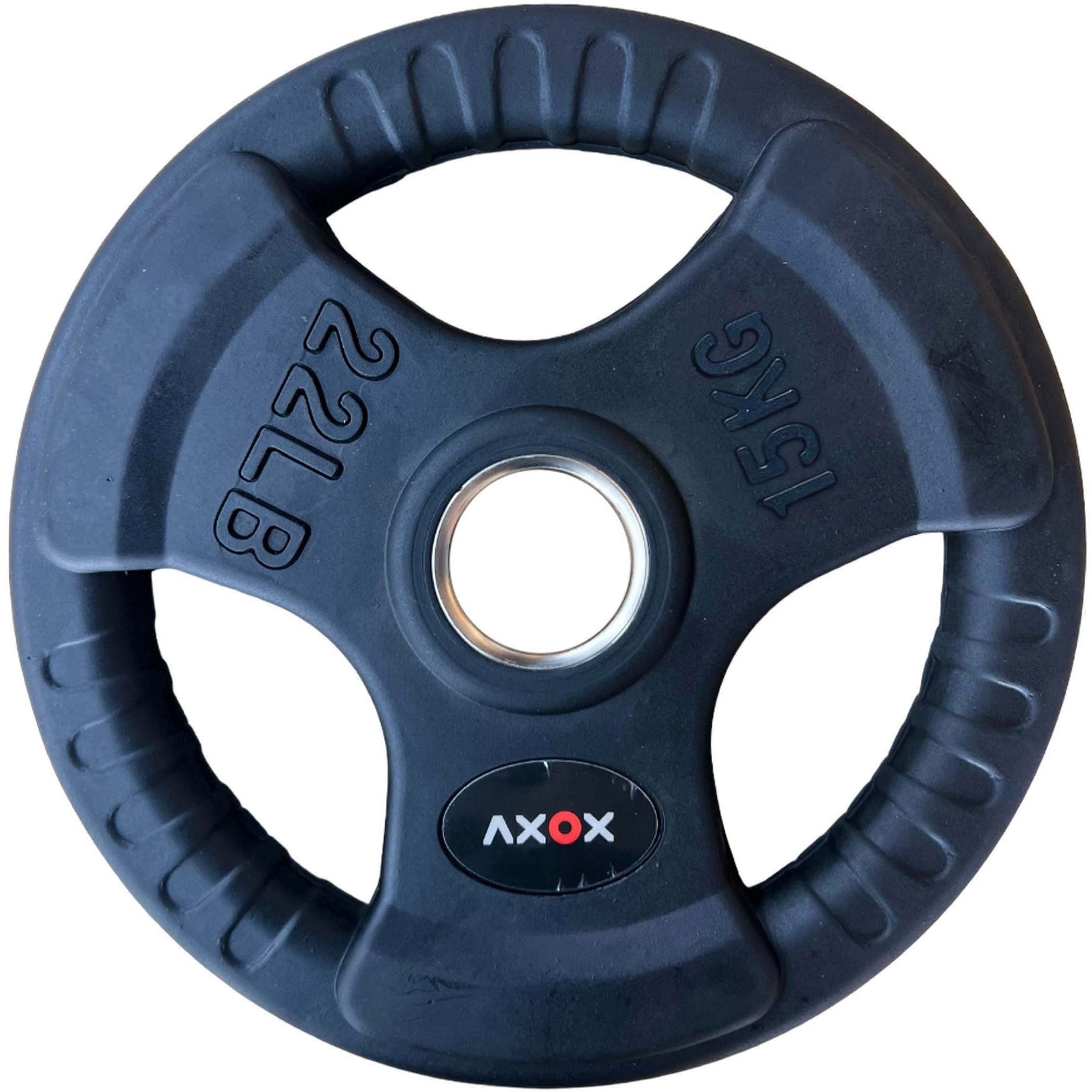 Axox Fitness Olympic Rubber Grip Disc with Barbell Set – Black | 60 Kg