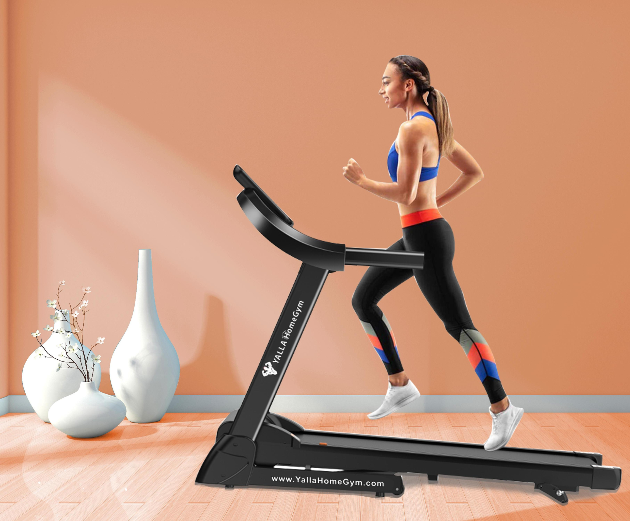 YALLA HomeGym Fitness For Everyone Treadmill 0.6-14KM/H with LED Screen, 2.5HP Motor, Compact, Foldable with 3 levels Manual Incline, Smart Display
