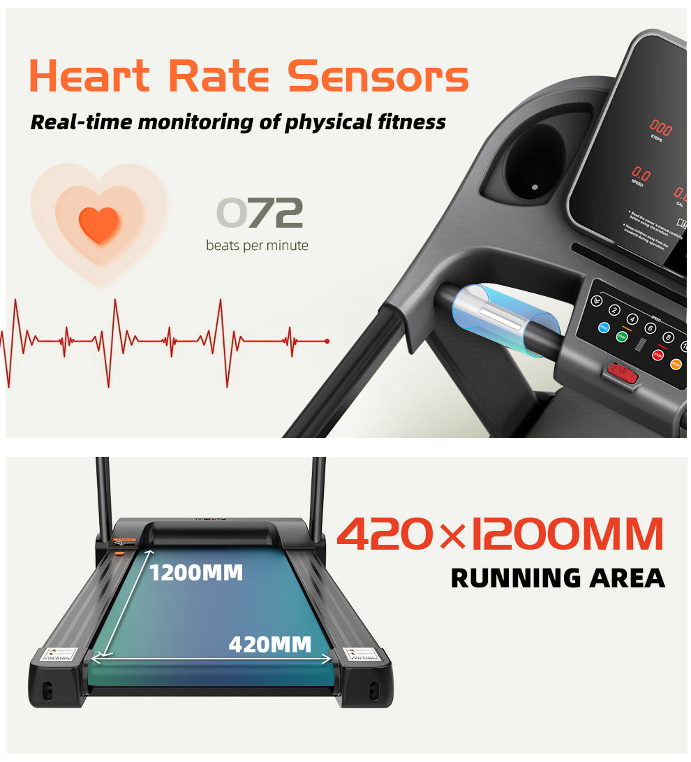 YALLA HomeGym Fitness For Everyone Treadmill 0.6-14KM/H with LED Screen, 2.5HP Motor, Compact, Foldable with 3 levels Manual Incline, Smart Display