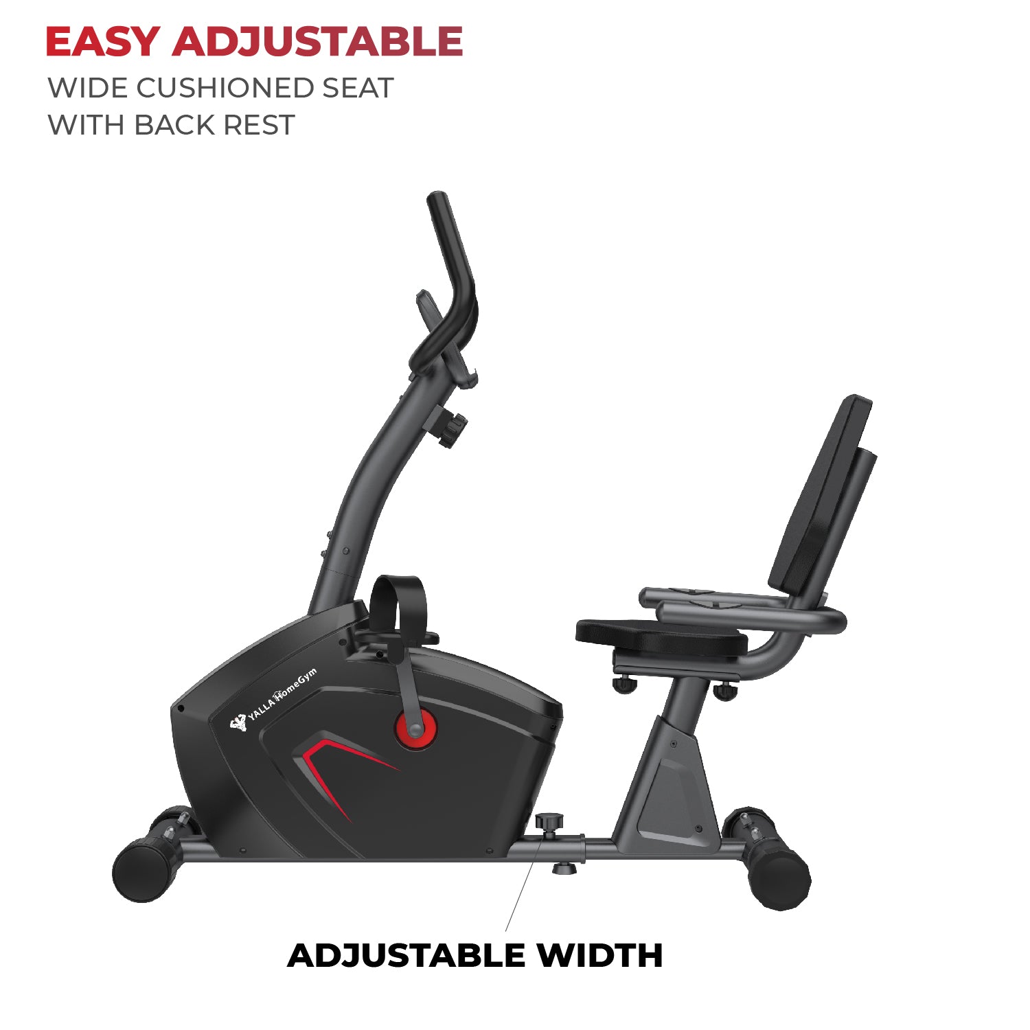 YALLA HomeGym Recumbent Bike (4KG Flywheel - 8 Resistance Levels)