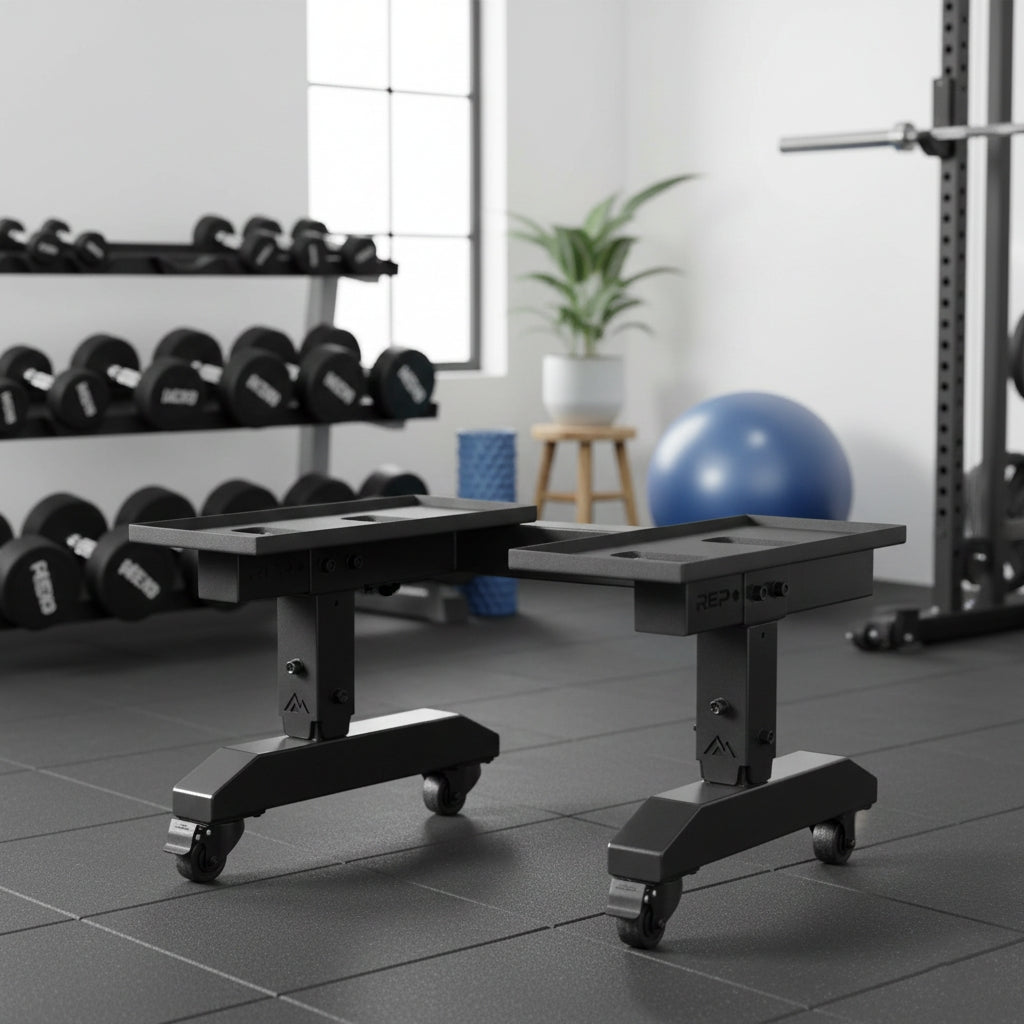 REP Fitness Adjustable Dumbbell Stand with QuickDraw Adjustable Dumbbells - Pair | 15 Kg