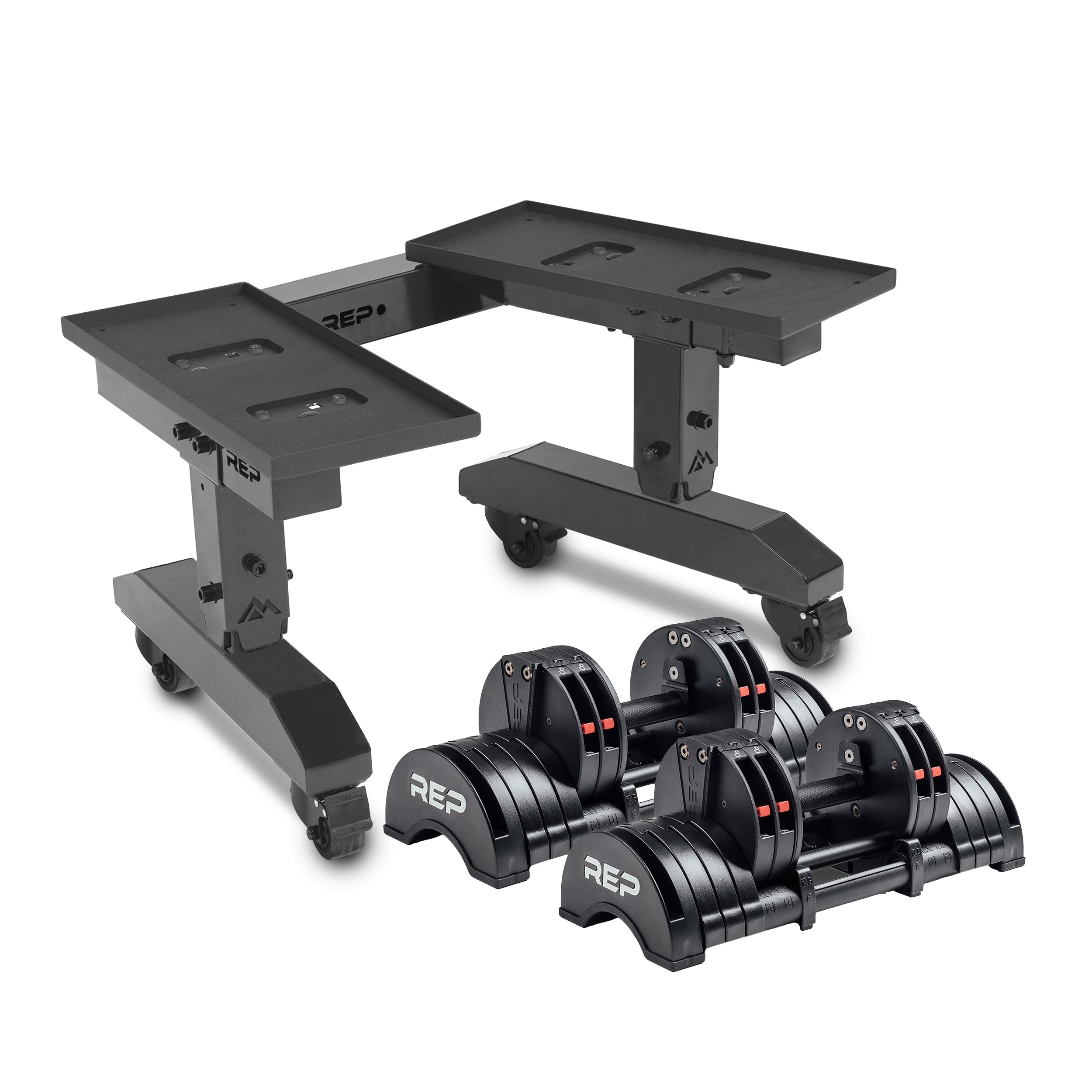 REP Fitness Adjustable Dumbbell Stand with QuickDraw Adjustable Dumbbells - Pair | 15 Kg