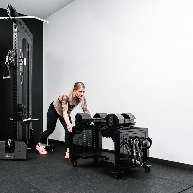 REP Fitness Multipurpose Dumbbell Storage Cart - Metallic Black