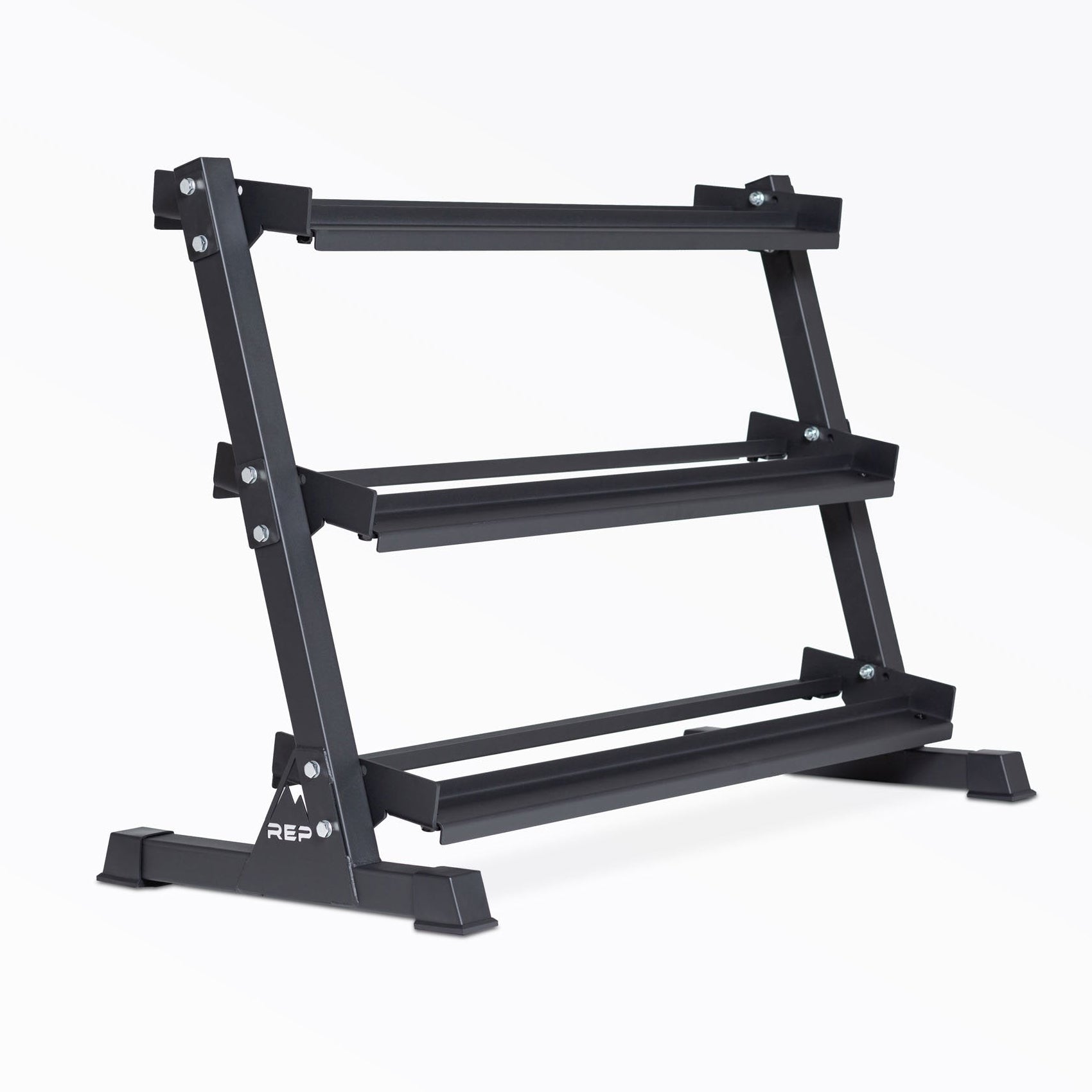 REP Fitness Heavy-Duty 3-Tier Dumbbell Storage Rack - Metallic Black