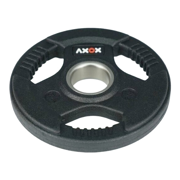 Axox Fitness 3-Grip TPU Weight Plates with 86-Inch Olympic Barbell Set | 100 Kg