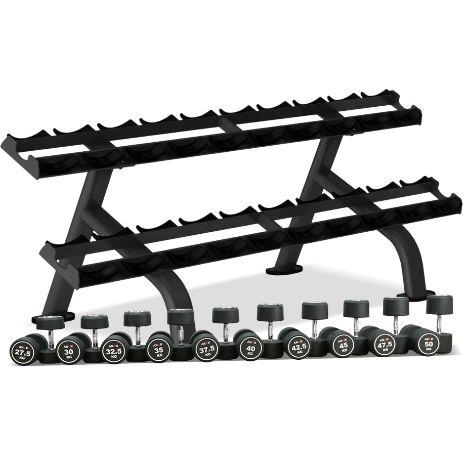 Axox Fitness Round Dumbbell Set with Rack | 27.5Kg - 50Kg