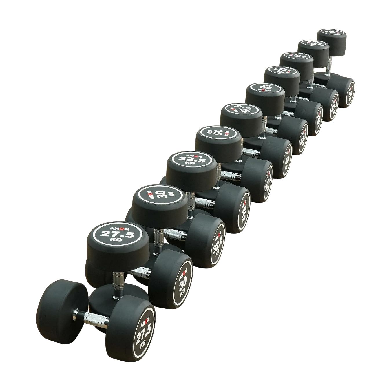 Axox Fitness Round Dumbbell Set with Rack | 27.5Kg - 50Kg