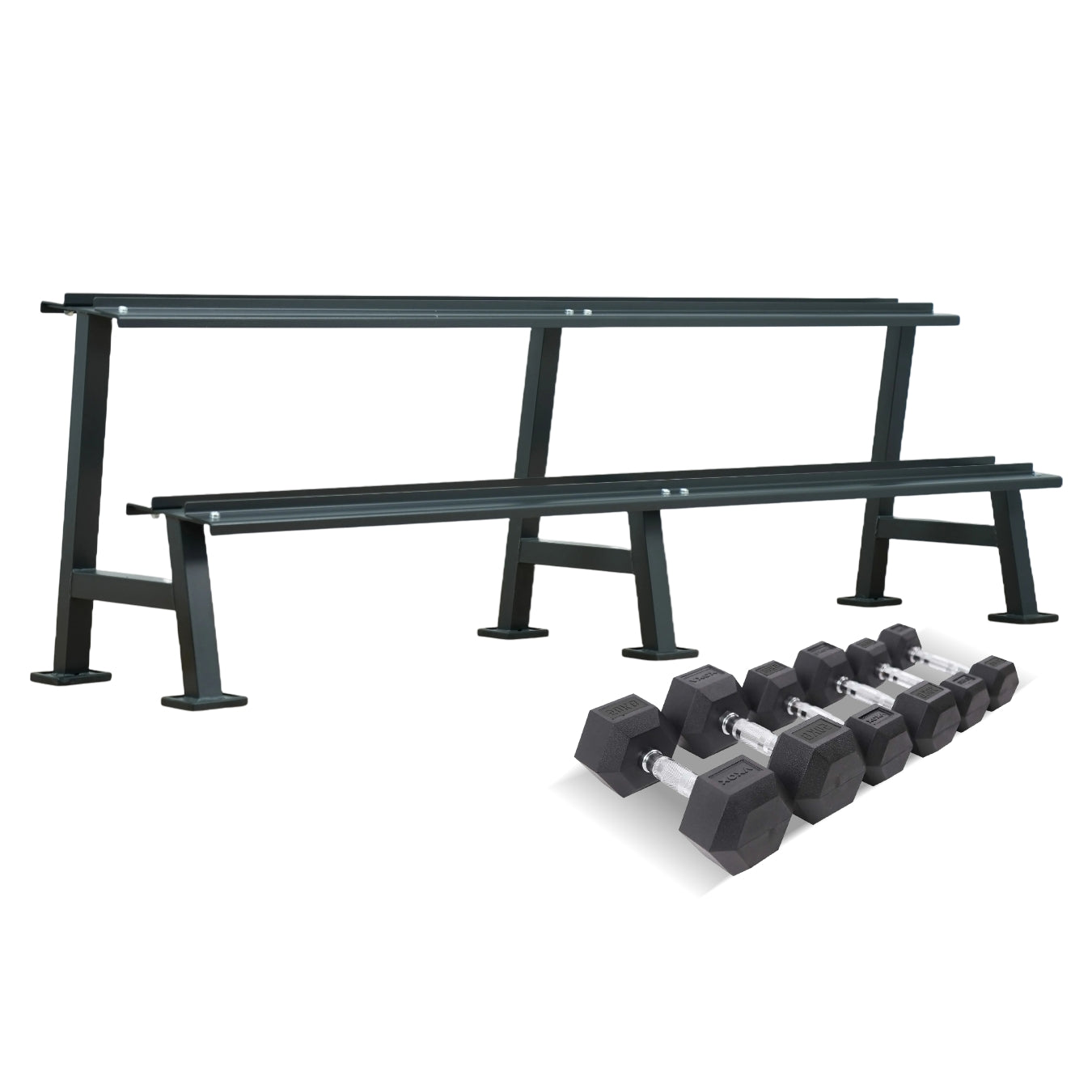 Axox Fitness Rubber Coated Hex Dumbbell Set with Rack | 27.5Kg-50Kg