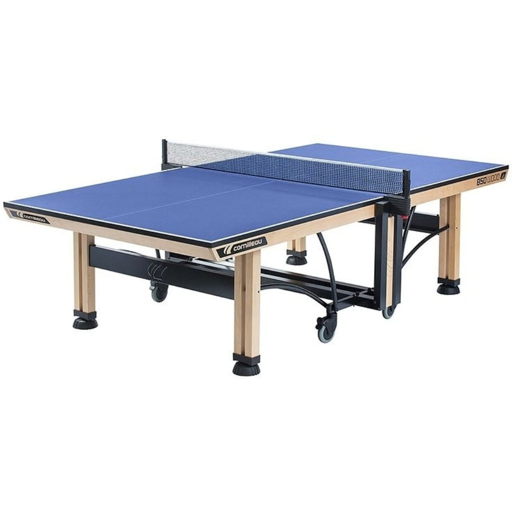 Cornilleau 850 Wood ITTF Competition Table Tennis Table | Professional 25mm Surface & Retractable Net - Blue