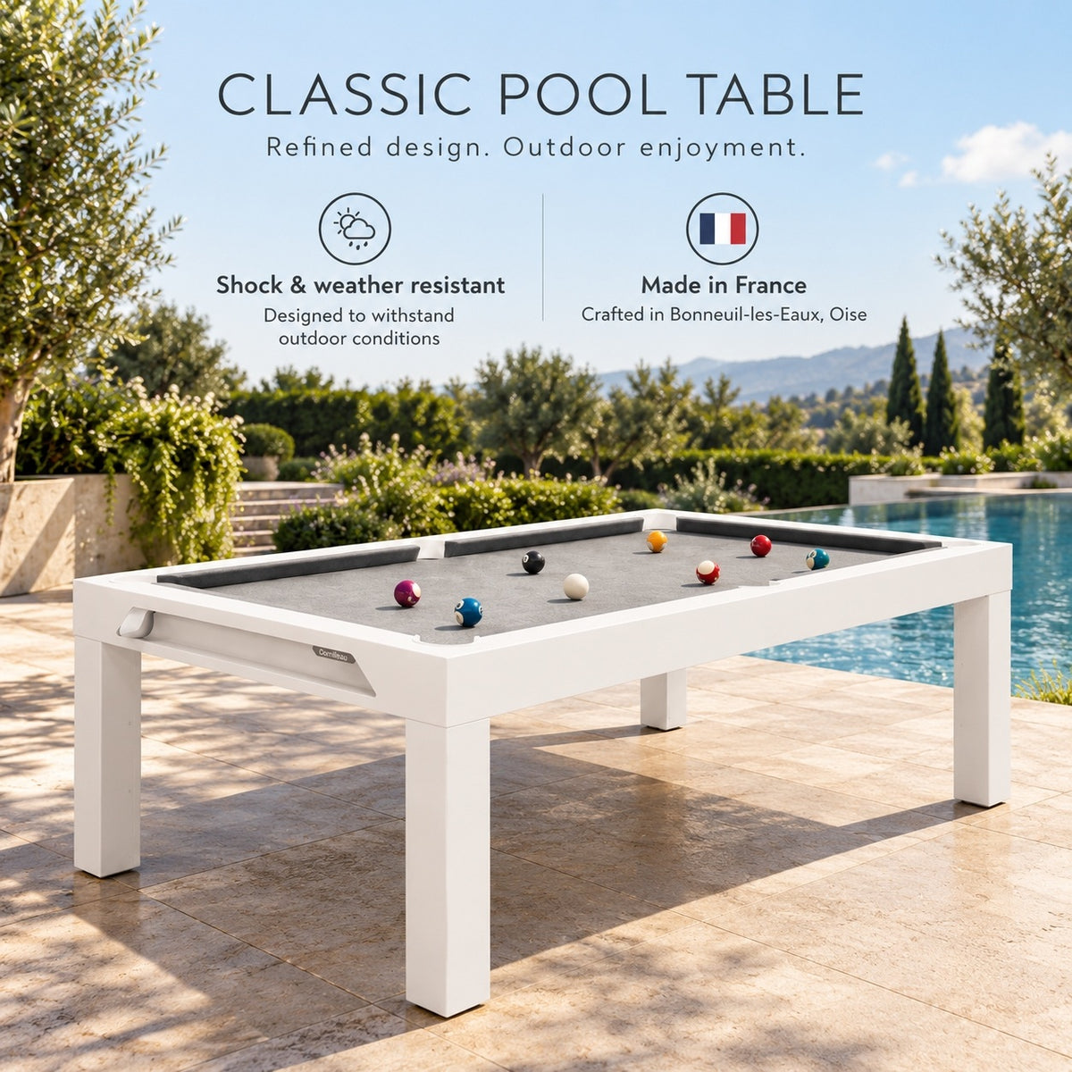 Cornilleau Classic Indoor & Outdoor Billiard Table - White | 19 mm Mineral Slate | 7 FT — view 2