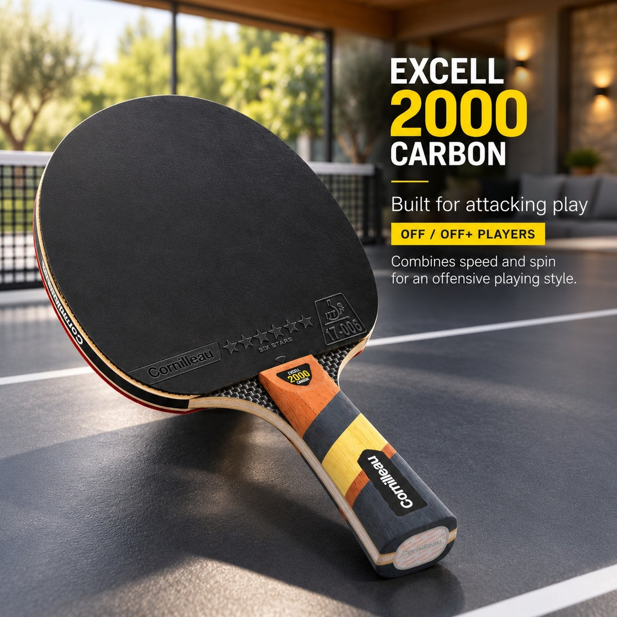 Cornilleau Excell 2000 Carbon Indoor Table Tennis Racket - ITTF 6-Star | Speed 9/10 — view 3