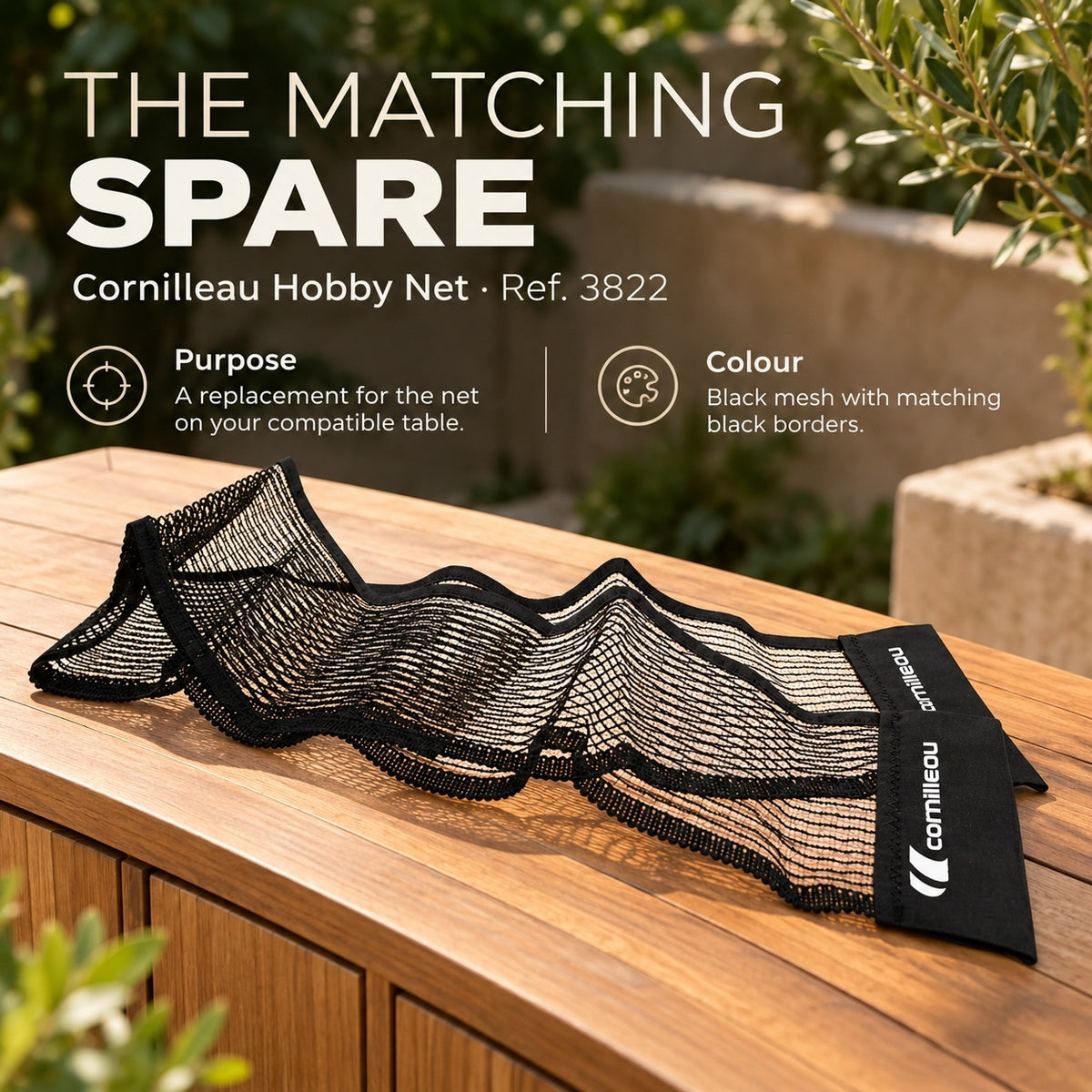Cornilleau Hobby Replacement Table Tennis Net for 200X and 100X Tables - Black | 160cm — view 2