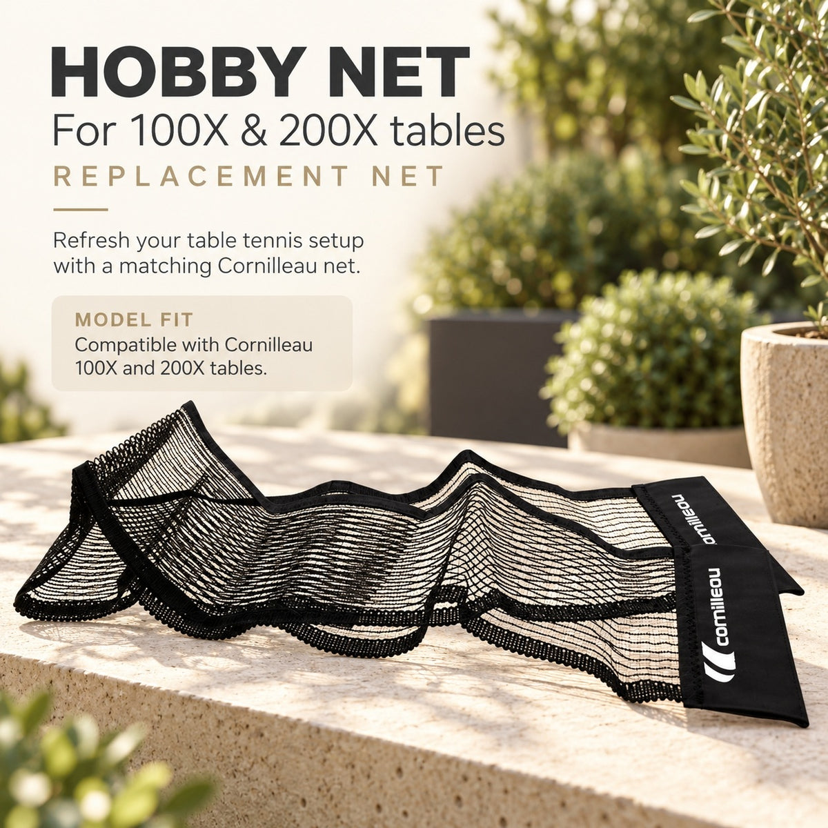 Cornilleau Hobby Replacement Table Tennis Net for 200X and 100X Tables - Black | 160cm — view 3