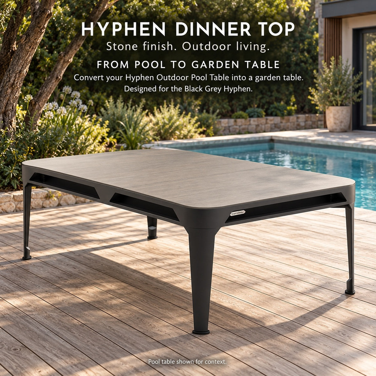 Cornilleau Hyphen 3-Piece Billiard Table Dinner Top - Stone Dark Grey Frame — view 3