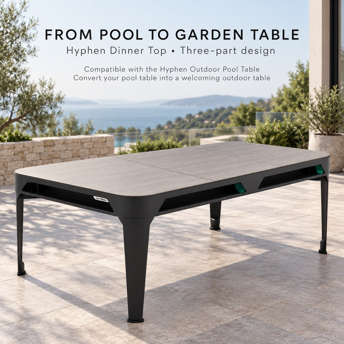 Cornilleau Hyphen 3-Piece Billiard Table Dinner Top | Wood Dark Frame — view 4