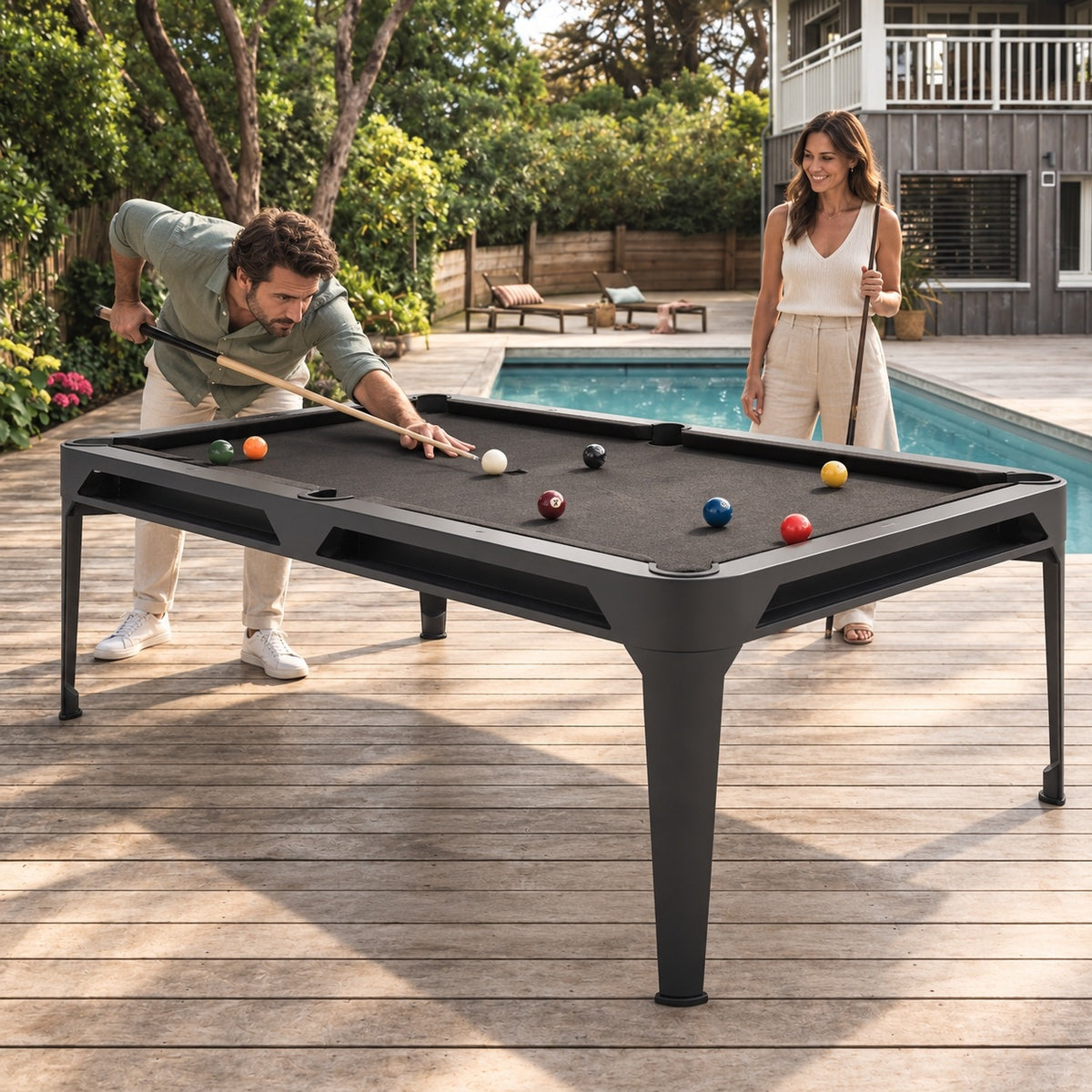 Cornilleau Hyphen Billiard Table - Black Grey Frame & Dark Heathered Grey Cloth | 7 FT — view 5
