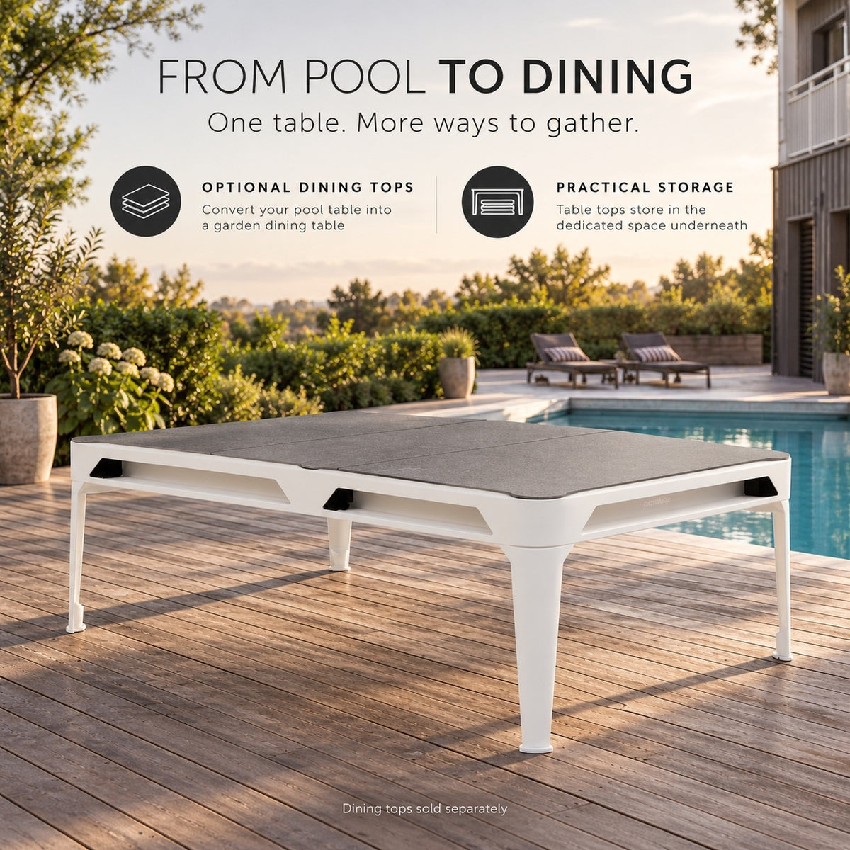 Cornilleau Hyphen Billiard Table - White Frame & Dark Heathered Grey Cloth | 7 FT — view 3