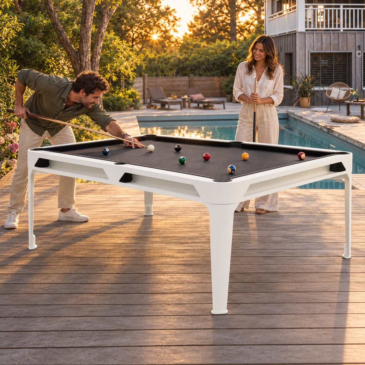 Cornilleau Hyphen Billiard Table - White Frame & Dark Heathered Grey Cloth | 7 FT — view 6