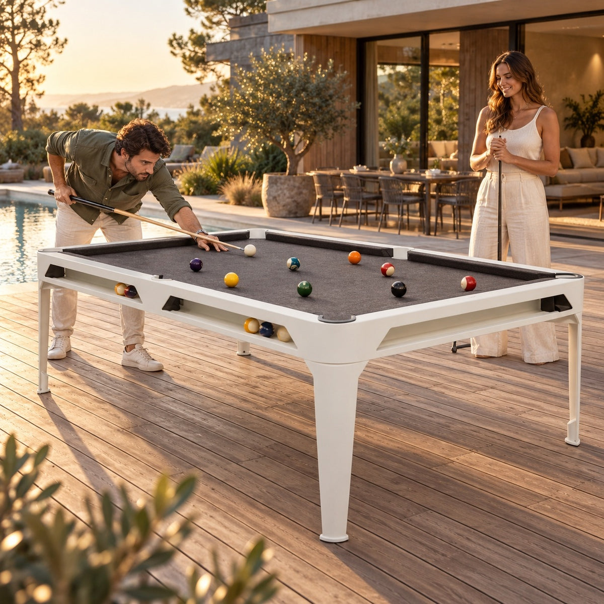 Cornilleau Hyphen Indoor & Outdoor Billiard Table - White | 7 FT — view 5