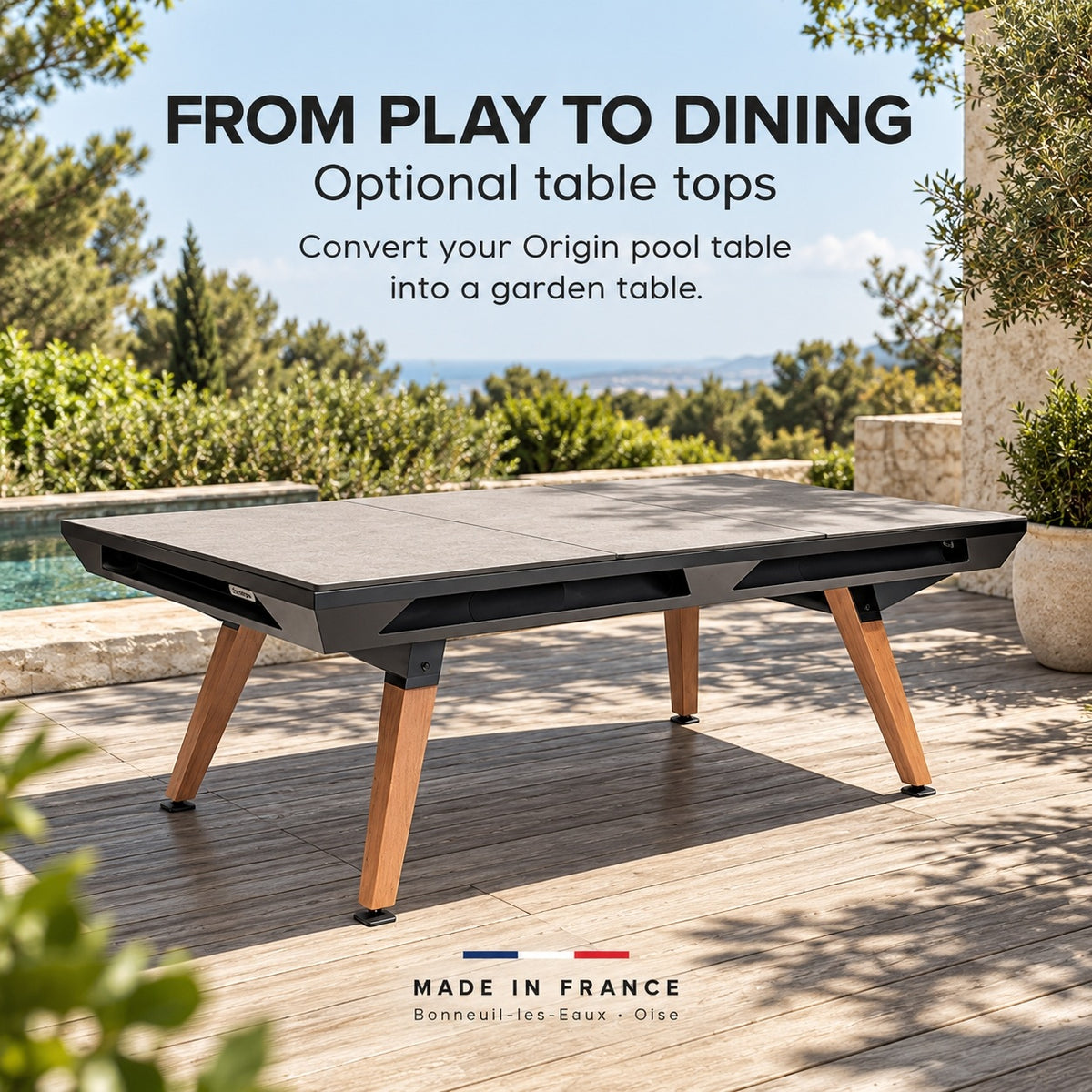 Cornilleau Origin Indoor & Outdoor Billiard Table - Black | 19 mm Mineral Slate | 7 FT — view 3