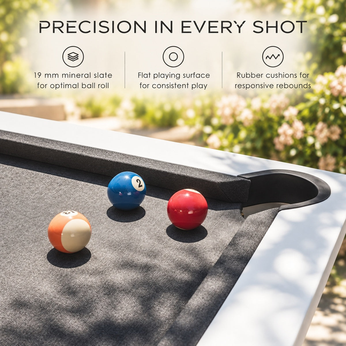 Cornilleau Origin Indoor & Outdoor Billiard Table - White | 19 mm Mineral Slate | 7 FT — view 4