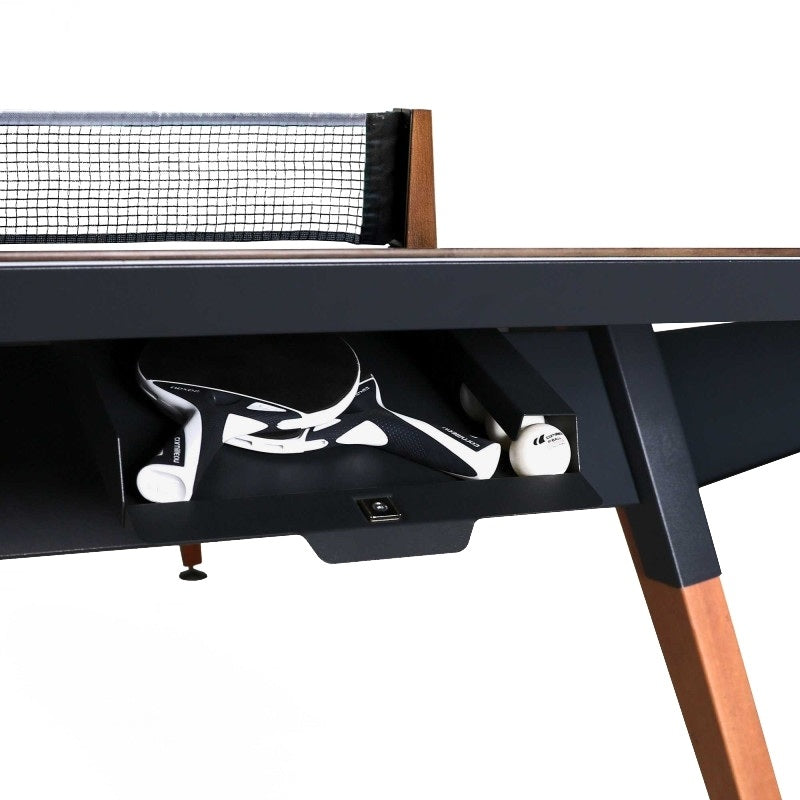 Cornilleau Origin Outdoor Convertible Ping Pong Table | Black Panel with white lines — view 4