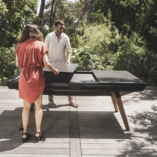 Cornilleau Origin Outdoor Wood Effect Dining Conversion Tabletop - Black — view 4