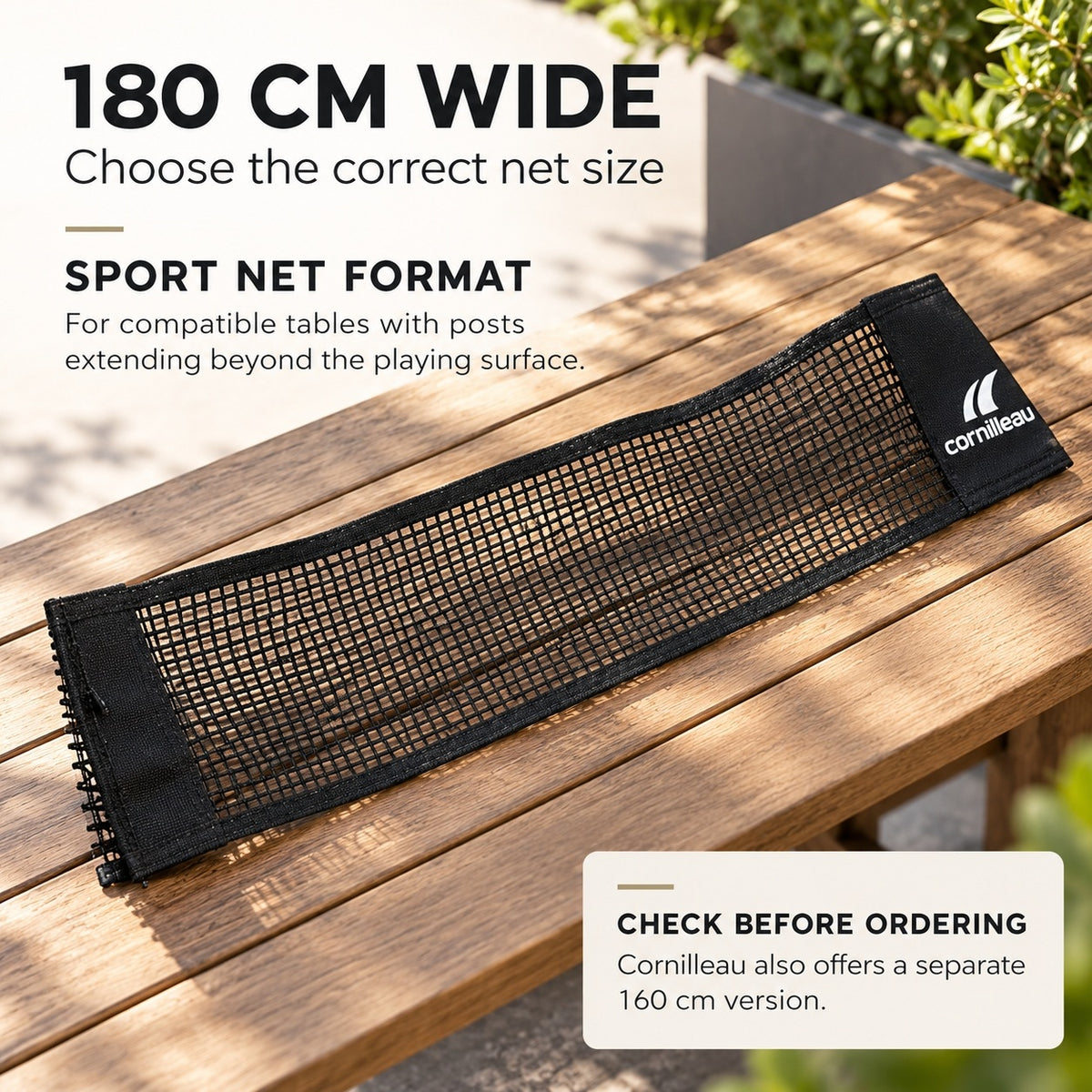 Cornilleau Sport Replacement Table Tennis Net - Black | Pin-Fit | 180 cm — view 2