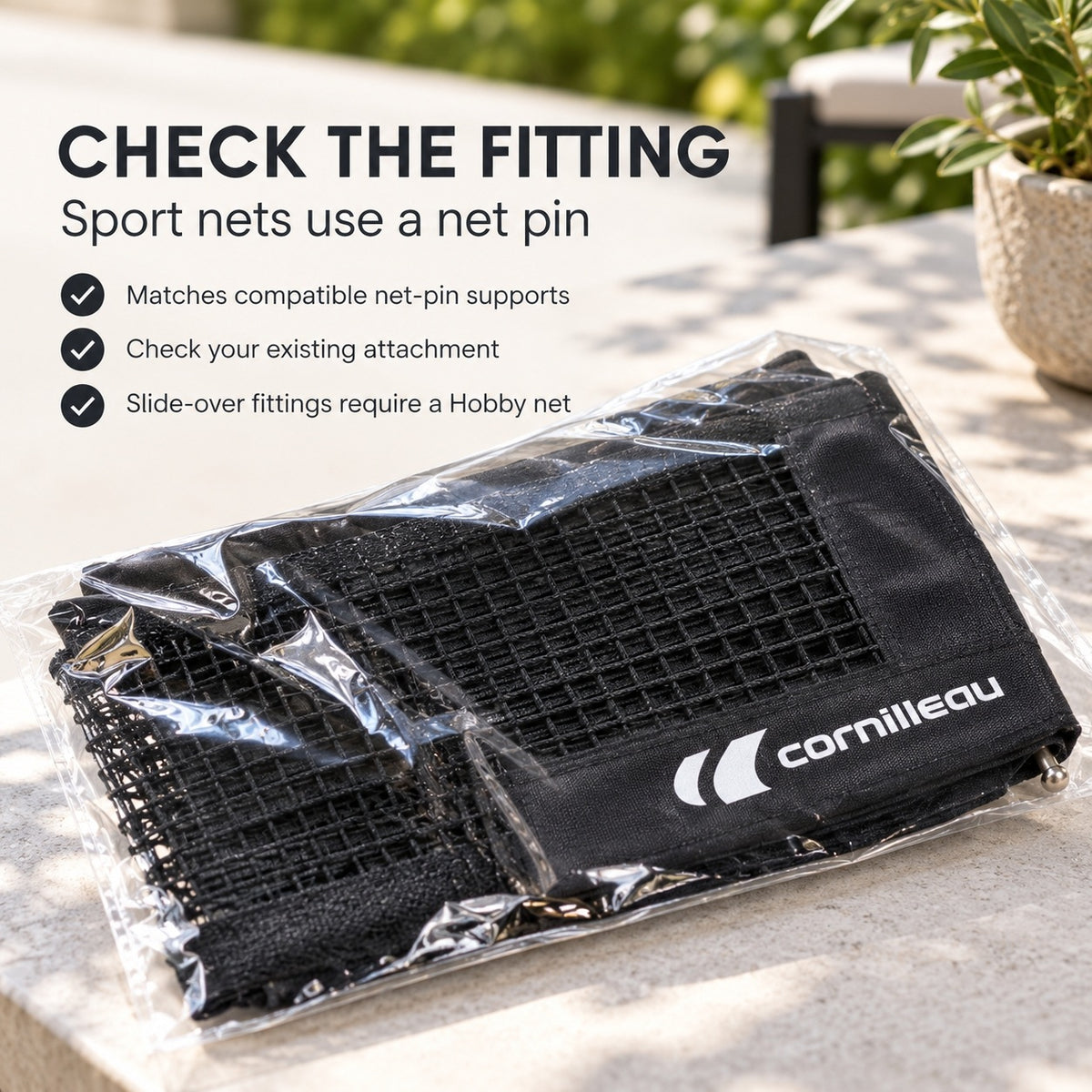 Cornilleau Sport Replacement Table Tennis Net - Black | Pin-Fit | 180 cm — view 4