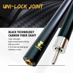 YALLA HomeGym 58” 2-Piece Carbon Fiber Pool Cue Stick, 19oz, 13mm Tip, Uni Lock Joint