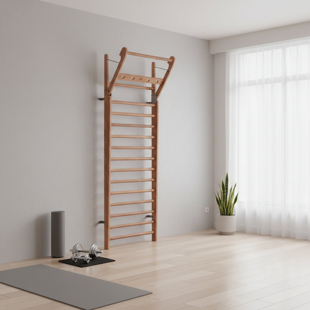 NOHrD Vintage Solid Wood WallBars - Classic Aged Finish Swedish Fitness Ladder - 10 Bars — view 8
